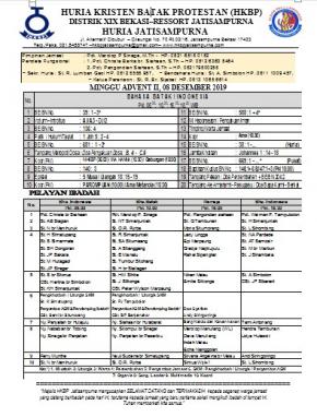 WARTA MINGGU ADVENT II, 08 DESEMBER 2019
